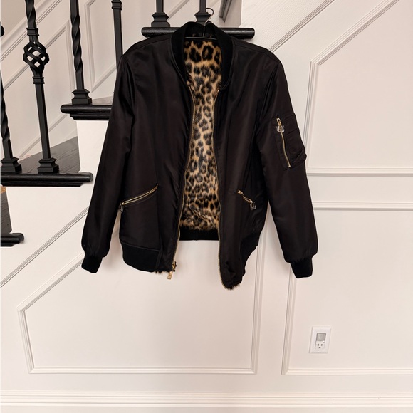 Alice + Olivia Animal Print Bomber Jacket Becky Reversible - Picture 12 of 15